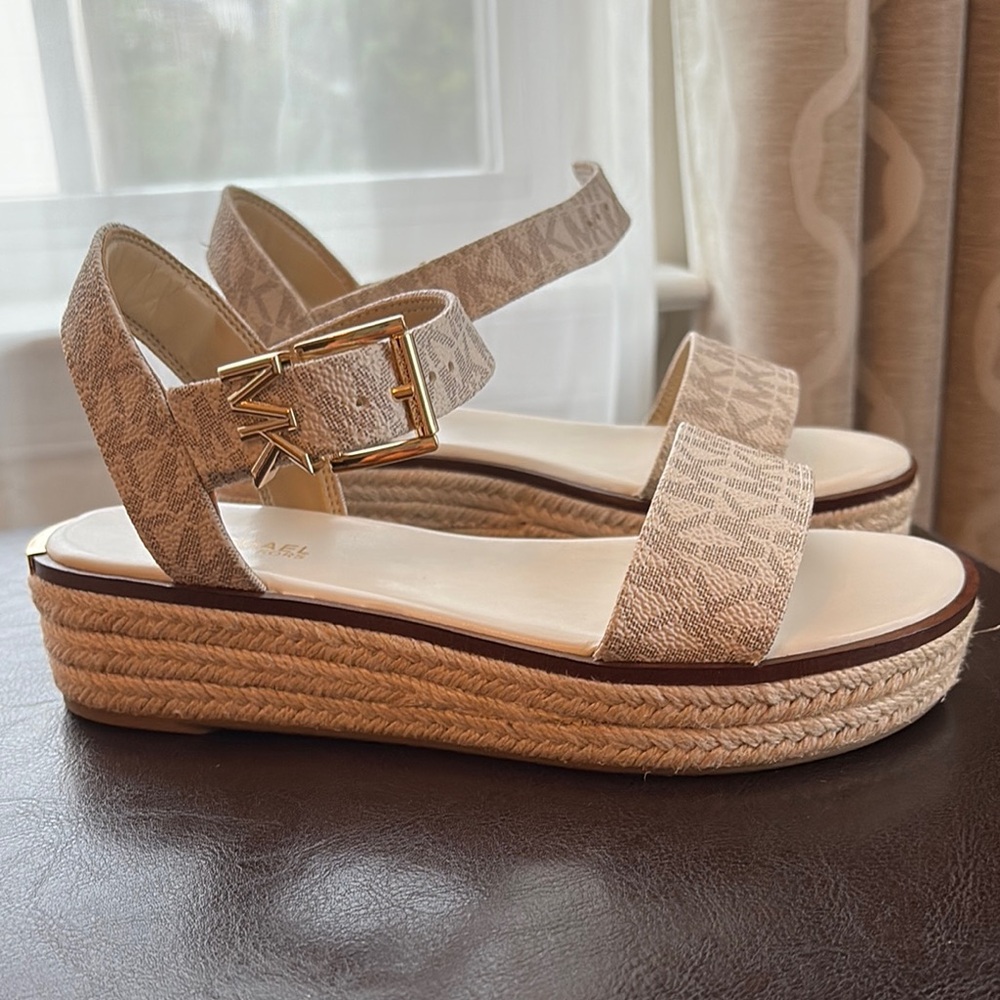 Michael Kors Cream Espadrille Sandals with Ankle Strap